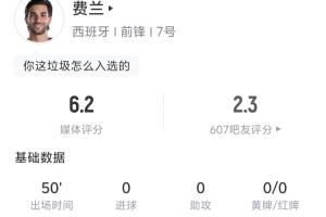 科特迪瓦vs厄瓜多尔-2-费兰半场数据：3射门1射正1中框 丢失球权14次 地面对抗6成功0