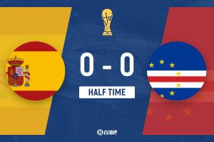 世界杯_瑞士vs波黑-半场-西班牙0-0佛得角 费兰两失良机奥亚萨瓦尔头球造险